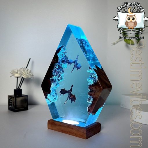 Ice Dragon & Fire Dragon Epoxy Resin Lamp