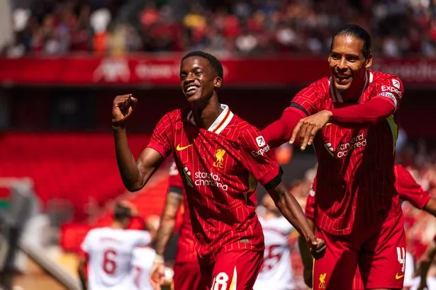 Liverpool players celebrating a goal