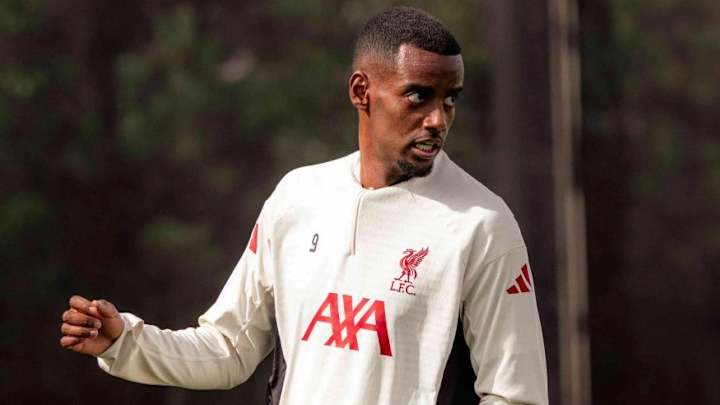 Alexander Isak joins Liverpool training