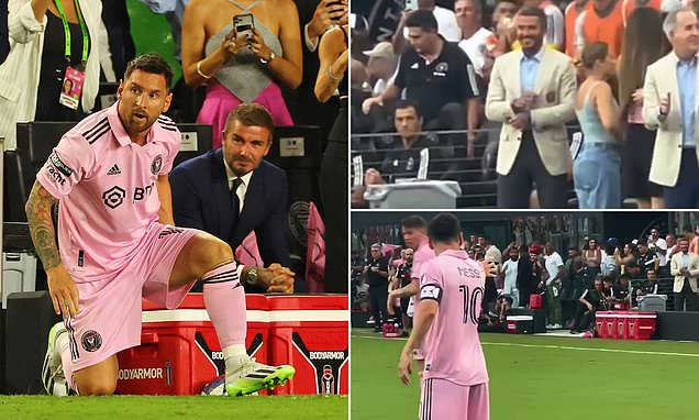 Lionel Messi appears to gesture towards David Beckham with 'hold my beer' celebration after opening the scoring in Inter Miami's 4-0 thrashing of Atlanta United